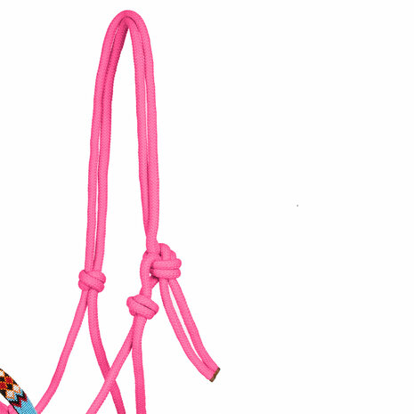 Touwhalster Beads met lijn Hot Pink