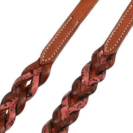 Pool&#039;s Closed Braided Barrel Reins Pink