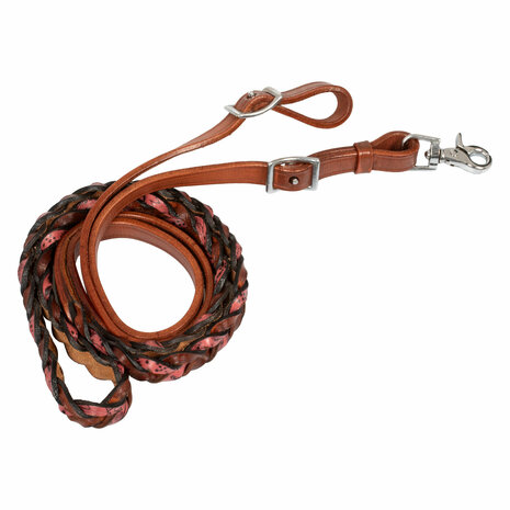 Pool&#039;s Closed Braided Barrel Reins Pink