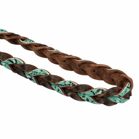 Pool&#039;s Closed Braided Barrel Reins Turquoise