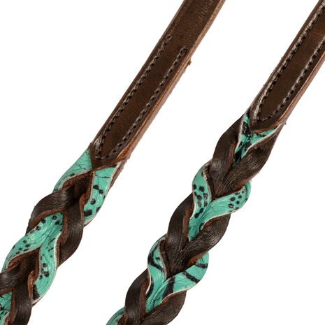 Pool&#039;s Closed Braided Barrel Reins Turquoise