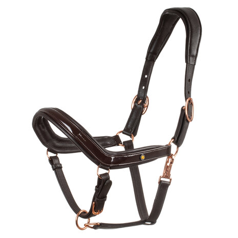 Equestro Anatomisch Lederen Halster Bruin Rose Gold