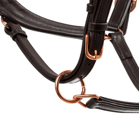 Equestro Anatomisch Lederen Halster Bruin Rose Gold