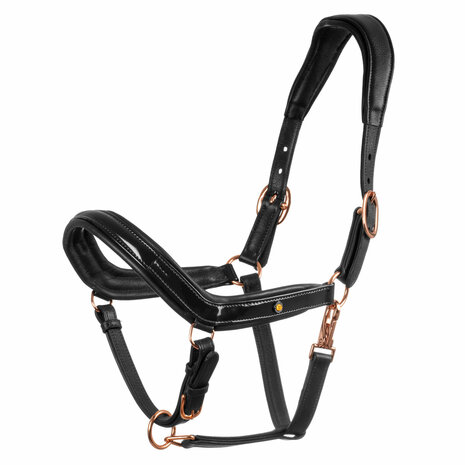 Equestro Anatomisch Lederen Halster Black Rose Gold