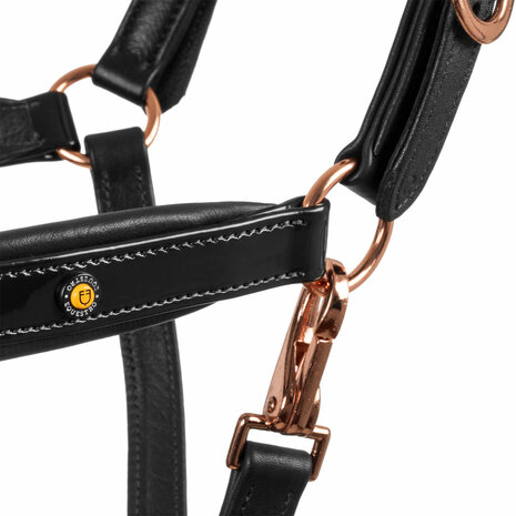 Equestro Anatomisch Lederen Halster Black Rose Gold