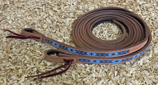 Leather Split Reins with Beads