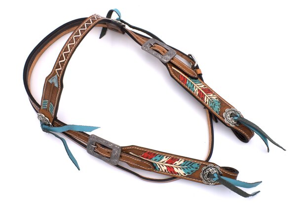 Western Hoofdstel Turquoise Arrow Tooling