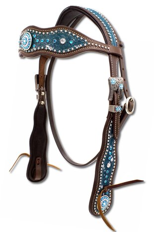 Western Hoofdstel Turquoise Shetty en Koudbloed