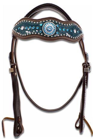 Western Hoofdstel Turquoise Shetty en Koudbloed