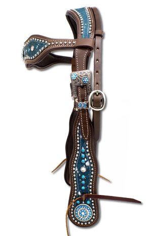 Western Hoofdstel Turquoise Shetty en Koudbloed